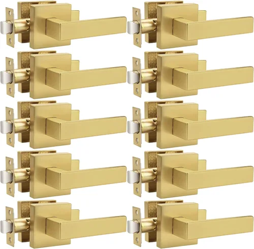 Miniatura 122 de Probrico Paquete de 4 manijas de puerta simuladas en negro mate, manijas interiores que no giran, manijas reversibles resistentes para interiores