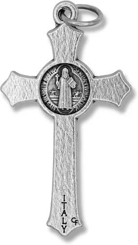 Miniatura 3 de Paquete de 3 crucifijo de San Benito para hacer rosarios de 15 pulgadas pieza de rosario de crucifijo oxidado de plata para rosario de San Benito