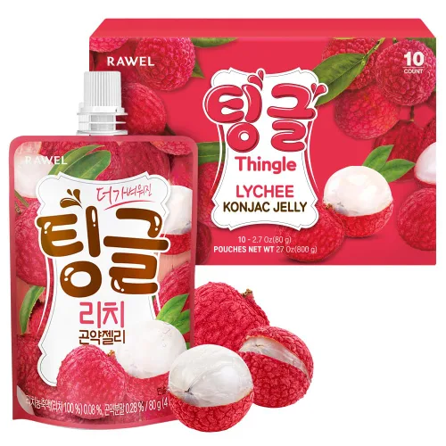 Miniatura 6 de Rawel Thingle Delicious Konjac Jelly - 1 caja (2.82 oz x 10 paquetes) / 6 calorías por bolsa, sin azúcar, baja en calorías, gelatina de sabor a
