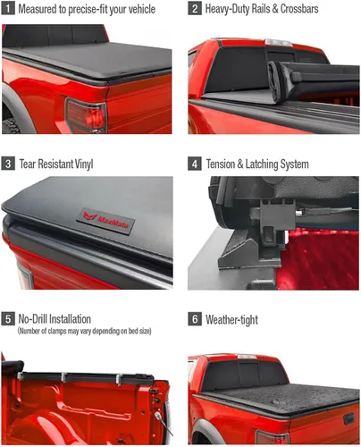 Miniatura 4 de MaxMate - Cubierta enrollable para camioneta, compatible con Nissan Frontier 2005-2019, Suzuki Equator 2009-2014 Cama Fleetside para modelos