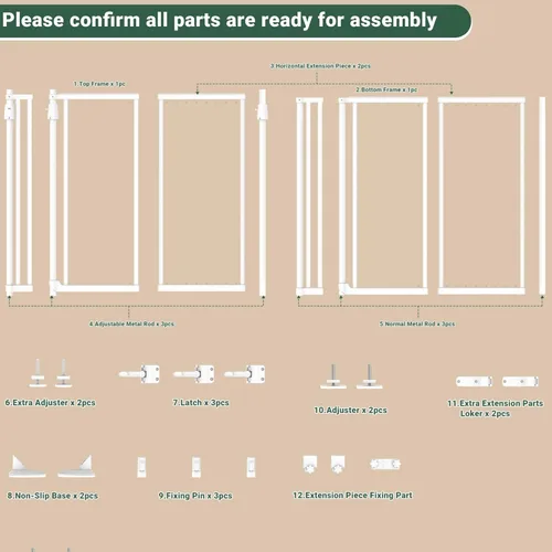 Miniatura 4 de Puerta para gatos extra alta de 74.80-98.43 pulgadas para puerta, amplia y ajustable de 20.8-38 pulgadas, puerta transparente de seguridad