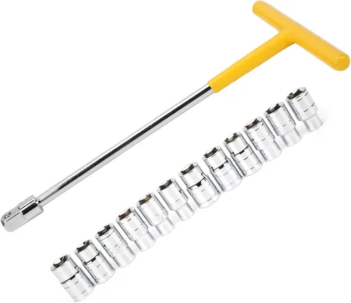 Miniatura 2 de Juego de llaves de vaso profesionales con mango en T, kit de herramientas mecánicas universales de 13 piezas para reparación automotriz, acero al