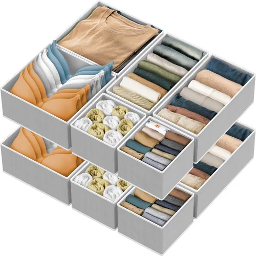 Miniatura 17 de Simple Houseware Organizador de Cajón de Ropa Interior para Lencería/Ropa Interior/Sostén/Bragas/Calcetines/Mameluco, Juego de 6, Gris Oscuro