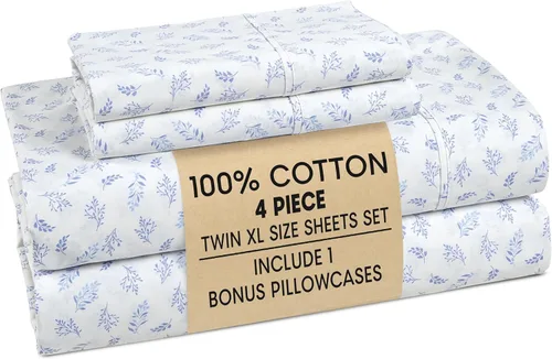 Miniatura 52 de Casa Platino Sábanas de cama individual XL, sábanas de 100 % algodón con 2 fundas de almohada, tejido percal crujiente y sensación acogedora, verde