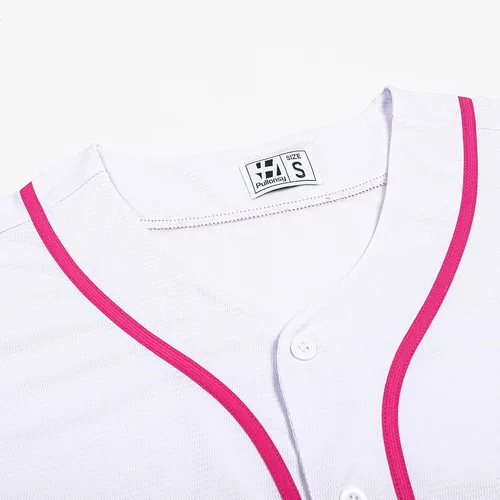Miniatura 3 de Pullonsy Camiseta de béisbol en blanco para hombres y mujeres, camisas de manga corta con botones completos, hip hop, hipster, uniformes deportivos
