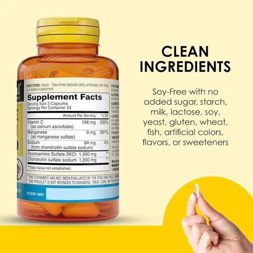 Miniatura 5 de MASON NATURAL Glucosamina condroitina 1500/1200 con vitamina C, apoya la salud de las articulaciones para una flexibilidad y movilidad normales*