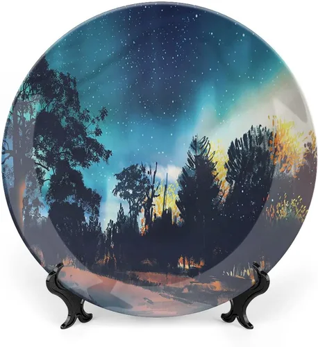 Miniatura 18 de XISUNYA Plato decorativo de 6 pulgadas, cerámica de cerámica para decoración de otoño, imagen suave de hojas de otoño desvanecidas, impresión