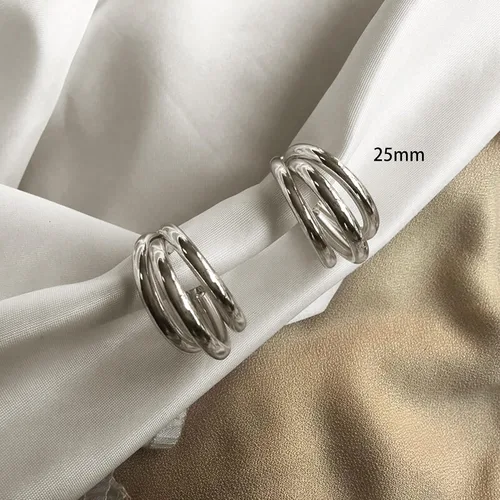 Miniatura 26 de Aretes de aro gruesos de oro para mujer, chapados en oro de 14 quilates, aretes de aro triple, hipoalergénicos, a la moda, aretes de aro gruesos
