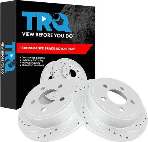 Miniatura 299 de TRQ Juego de rotores de freno de rendimiento trasero con revestimiento G premium compatible con Mazda 6 2014-2021