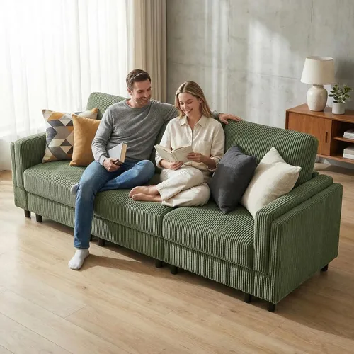 Miniatura 30 de KKL Sofá modular de 84 pulgadas, sofás de 3 plazas para sala de estar con almacenamiento, sofá modular de asiento profundo seccional, funda