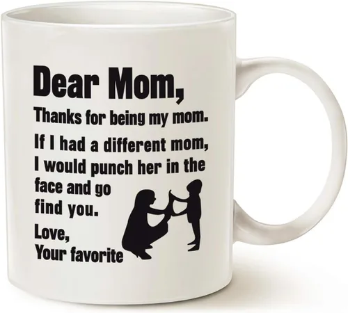 MAUAG Taza de café divertida para el día de la madre para mamá, querida mamá, gracias por ser... amor, tus mejores regalos favoritos para la taza
