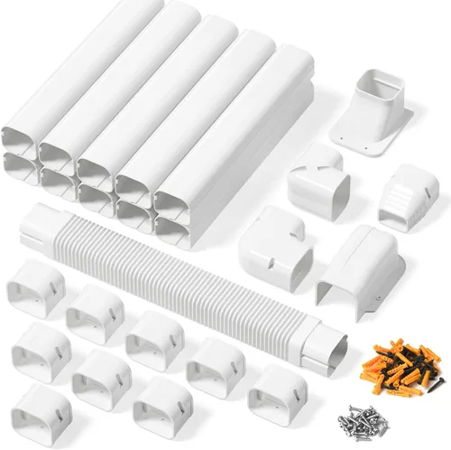 Kit de cubierta de línea de 3 pulgadas de ancho x 16 pies de largo para mini aire acondicionado dividido sin conductos, cubierta decorativa de PVC