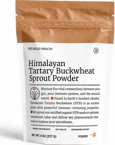 BIG BOLD HEALTH Himalayan Tartary - Polvo de germinado de trigo sarraceno, rico en polifenoles y fibra prebiótica, sin OMG, sin gluten, sin granos,