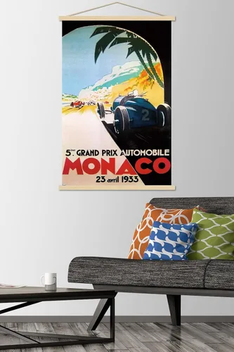 Miniatura 2 de Trends International Grandprix Automobile Monaco 1933 - Póster de pared, 22.37 x 34.00 pulgadas, paquete de impresión premium y colgador de madera