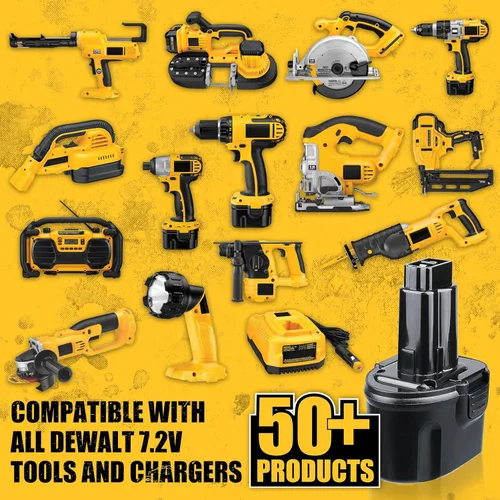 Miniatura 6 de VANON Paquete de 2 baterías de repuesto de 4800mAh 7.2V Ni-MH para Dewalt 7.2V batería DW9057 DE9057 DE9085 DW920K DW920K2 DW925K DW925K2 DW968K