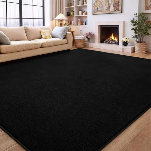 Miniatura 15 de Vasofe Alfombra de pasillo negra de 2 x 4 pulgadas, alfombra antideslizante de espuma viscoelástica gruesa para interiores, para guardería