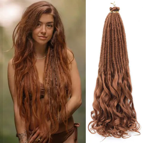 Miniatura 8 de Extensiones de rastas rectas sintéticas de doble extremo, 24 pulgadas, 5 hebras de 0.5 in de ancho, suaves de color negro a marrón oscuro