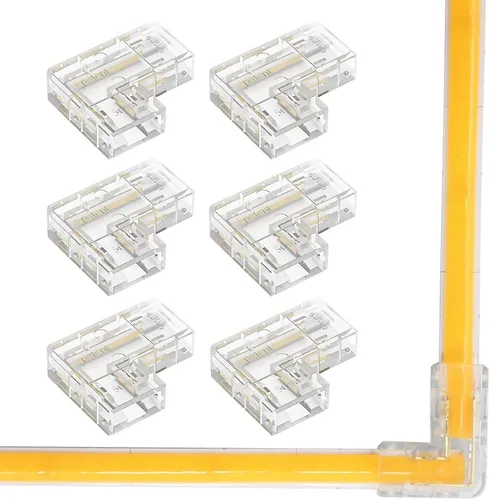 Miniatura 7 de MJJC 6 conectores de esquina de luz LED COB de 2 pines de 0.394 in, en forma de L, tira de 90 grados para tira de conectores rápidos sin soldadura