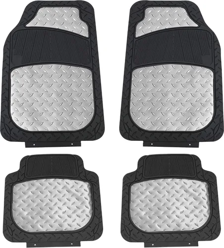 Miniatura 9 de FH Group Alfombras de piso para autos - Alfombras de goma metálica resistentes para autos, juego completo de ajuste universal, alfombras de piso a