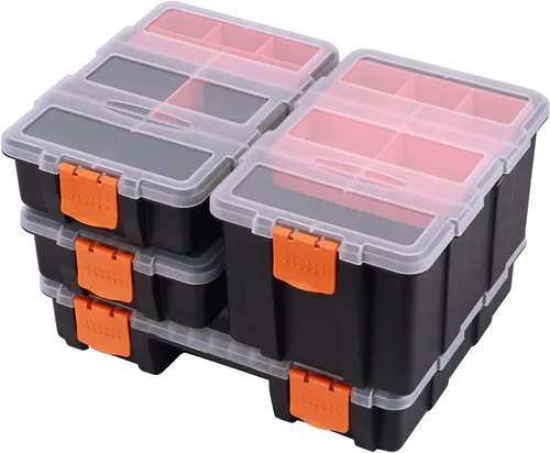CASOMAN Organizador de hardware y piezas, juego de 4 piezas, organizador de piezas pequeñas, caja de herramientas de almacenamiento versátil y