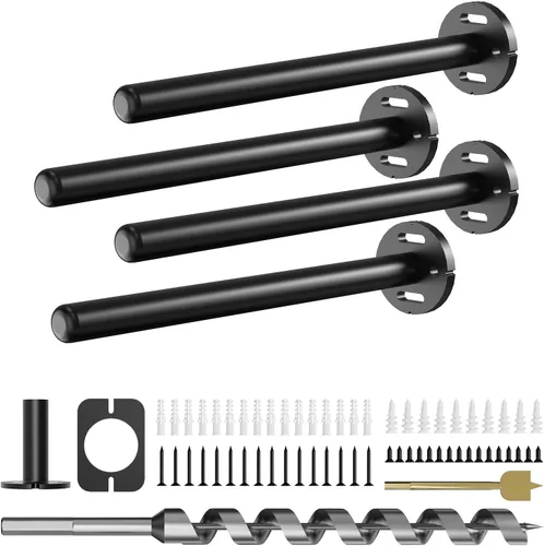 Miniatura 14 de 4 soportes de pared para estantes flotantes de alta resistencia, soportes invisibles negros para estantería, accesorios decorativos flotantes