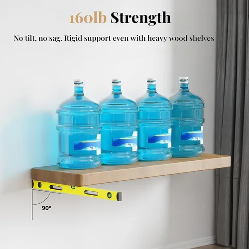 Miniatura 5 de 8 piezas de soportes de estante de pared resistentes para estantes flotantes ocultos, invisibles, negros, soportes de estante decorativos