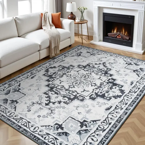 Miniatura 64 de Rugflix Alfombras de área de 8 x 10 pies para sala de estar, alfombra grande lavable, resistente a las manchas, pelo bajo, alfombra oscura moderna