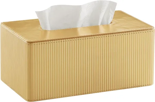 Miniatura 10 de Funda de caja de pañuelos de cuero sintético PU rectangular con cierre magnético, soporte de caja de pañuelos moderno para mesitas de noche de baño