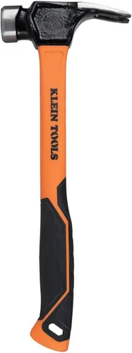 Klein Tools 832-26 - Martillo de carpintero de 26 onzas con garra de lineal, mango de fibra de vidrio, resistente para postes de servicios públicos,