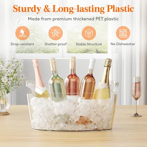 Miniatura 5 de Lifewit Cubo de Hielo de 6.5L para Fiestas 2 Piezas (en 1 Paquete), Cubo Portátil para Bebidas para Bar de Cócteles, Enfriador de Champán