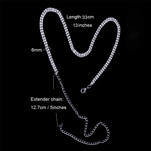 Miniatura 6 de Gargantilla de diamantes de imitación de plata brillante gargantilla de cristal pulsera de diamantes de imitación collar para mujer