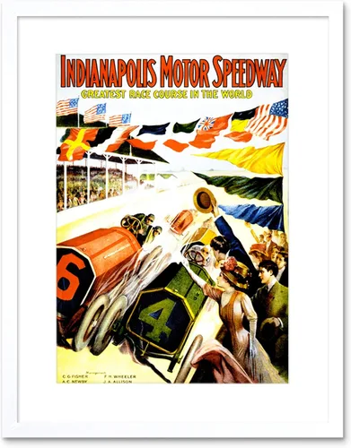 Miniatura 7 de The Art Stop Sport Race Indianapolis Motor Speedway Car Flag Indy 500 Impresión enmarcada B12X11273