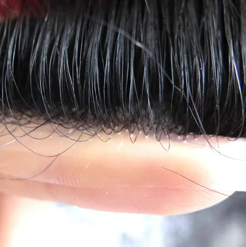 Miniatura 4 de HAIR NATURE Toupee para hombres, sistemas de reemplazo de cabello humano, 0.001 in piel ultra fina V-looped Jet Black piezas de cabello 8x10#1