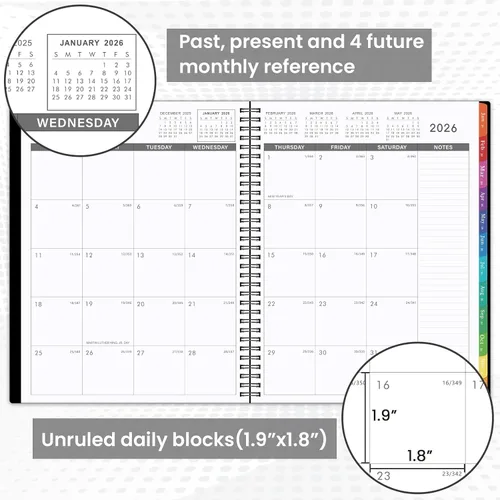 Miniatura 3 de Agenda mensual 2026 – julio 2025 – diciembre 2026 Planificador/Calendario, agenda mensual de 18 con contactos y contraseñas, 8.5" x 11