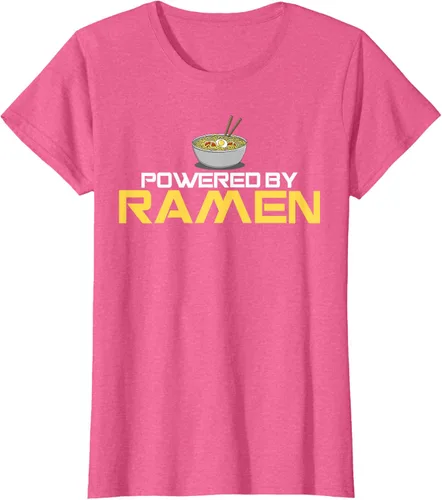 Miniatura 88 de Camiseta de fideos de anime japoneses Powered By Ramen, Negro, S