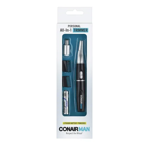 Miniatura 4 de ConairMAN Recortadora personal todo en uno para hombres, para nariz, oído, cejas y patillas, kit de aseo de 4 piezas, funciona con batería de litio