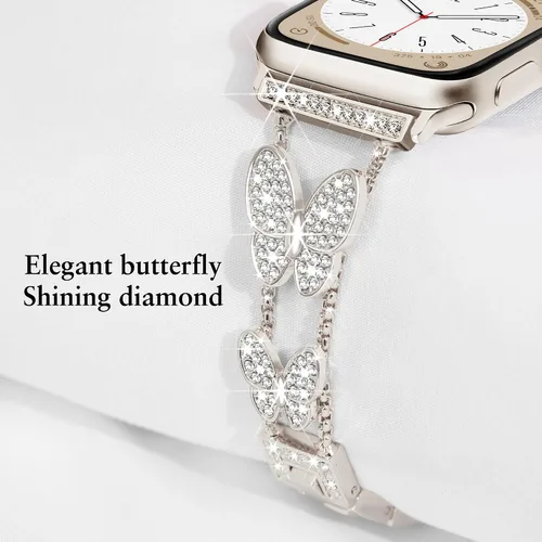 Miniatura 3 de wipalor Correa de metal brillante para Apple Watch para mujer de 1.614 pulgadas, 1.575 pulgadas, 1.496 pulgadas, correas delgadas y elegantes