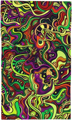 Abstract Doodle - Juego de 2 toallas psicodélicas psicodélicas de mano, altamente absorbentes, ultra suaves, toallas de baño, cocina, cocina, spa,