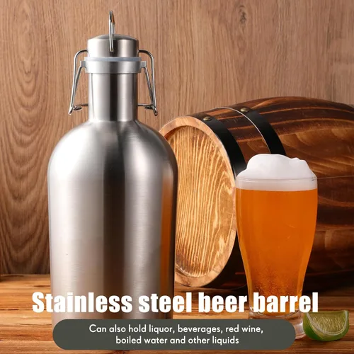 Miniatura 6 de Maxdot Cultivador de cerveza de acero inoxidable de 64 onzas, a prueba de fugas, de una sola pared, 1/2 galón, cultivadores de cerveza de vidrio