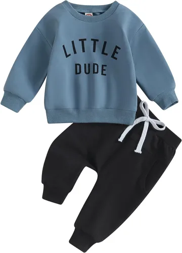 Miniatura 21 de Ropa de otoño para bebé recién nacido niño, manga larga, cuello redondo, estampado de letras, sudadera superior, pantalones largos, lindos conjuntos