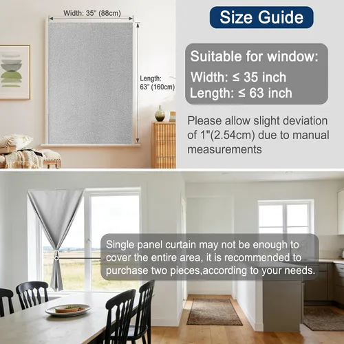 Miniatura 7 de Foxdecor Cortinas opacas adhesivas para dormitorio, sala de estar, 36 pulgadas de largo, sin taladro, aislamiento térmico y protección UV, cortinas