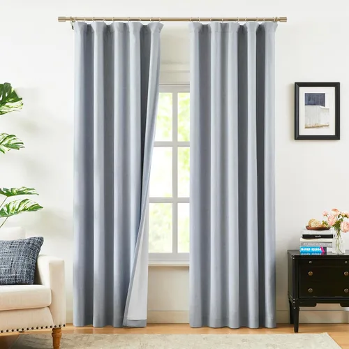 Miniatura 26 de Vision Home Cortinas opacas de color azul cambray de 63 pulgadas para dormitorio, aislamiento térmico, oscurecimiento de la habitación, juego