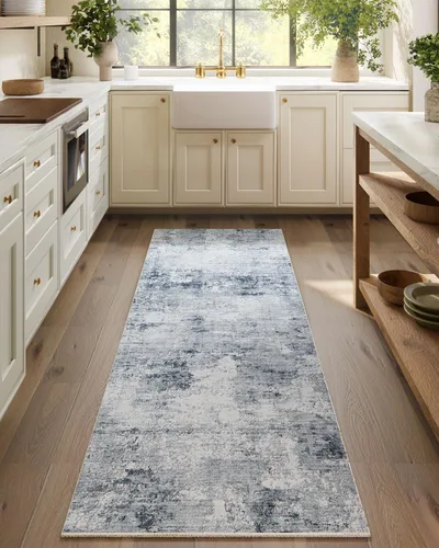 Miniatura 77 de Alfombra de pasillo lavable antideslizante: alfombra de cocina de 2 x 6 pies, resistente a las manchas, con parte trasera de goma, alfombra suave