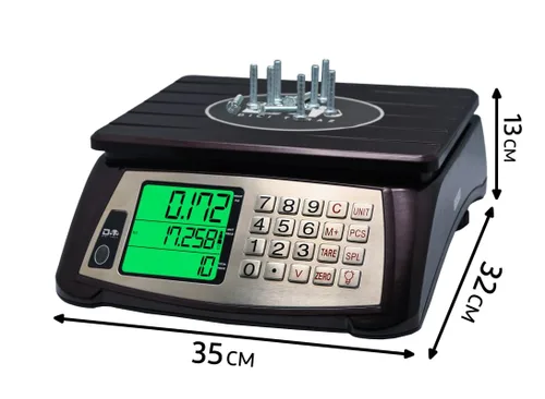 Miniatura 2 de Báscula de Cálculo de Precios, Báscula Comercial para Alimentos, Función de Contaje, 66 lb/30 kg, 1 g, Recargable, Diseño Impermeable, Teclas