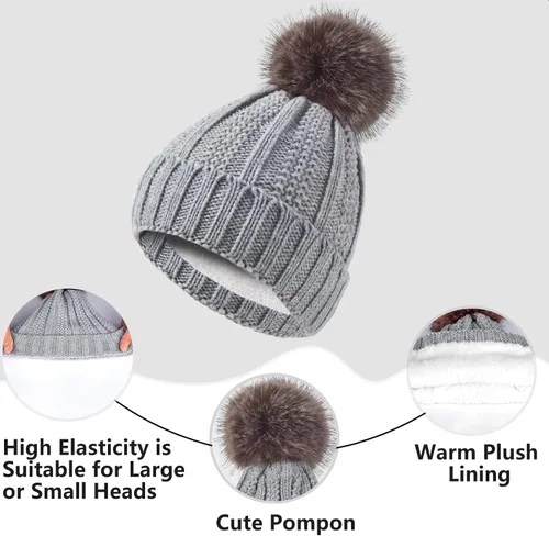 Miniatura 3 de Conjunto de guantes de invierno para mujer, gorro de forro polar, bufanda para pantalla táctil, guante 3 en 1