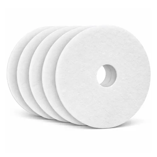 Miniatura 12 de Virginia Abrasives Almohadillas de mantenimiento de suelos blancas de 12 pulgadas, almohadillas no tejidas para limpieza orbital, almohadillas