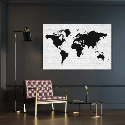 Miniatura 5 de The Oliver Gal Artist Co. Maps - Lienzo decorativo para pared, diseño de ladrillo limpio Mapamundi, decoración del hogar, 45 x 30 pulgadas, negro