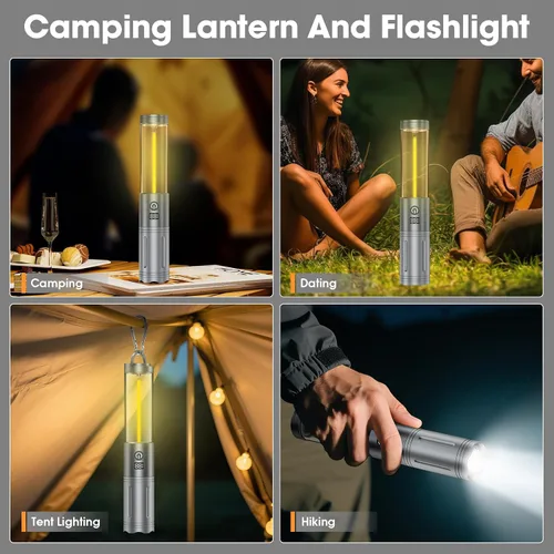 Miniatura 3 de Linterna LED para campamento, hasta 350 horas de luz de campamento recargable, 4 modos de linterna al aire libre con luz roja, resistente al agua