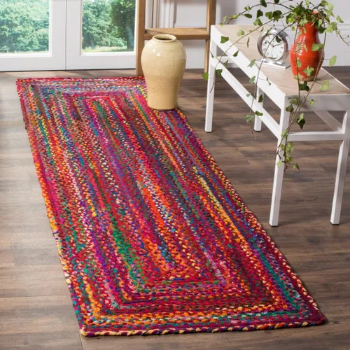 Miniatura 45 de SAFAVIEH Braided Collection - Alfombra de pasillo, 2 pies 3 pulgadas x 8 pies, color negro y azul, hecho a mano, reversible, ideal para dormitorio