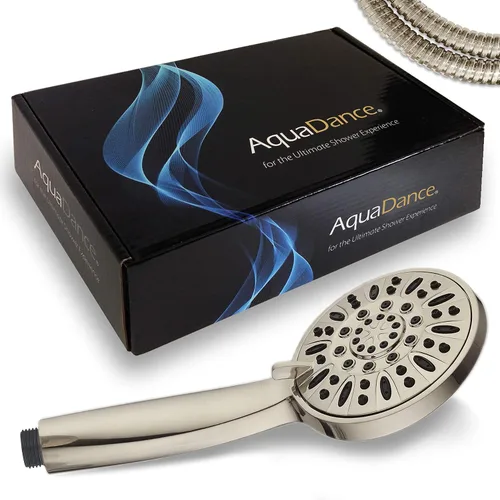 Miniatura 7 de AquaDance Ducha de mano de alta presión de 6 ajustes de níquel cepillado completo de 4 pulgadas con manguera, la mejor experiencia de ducha probada
